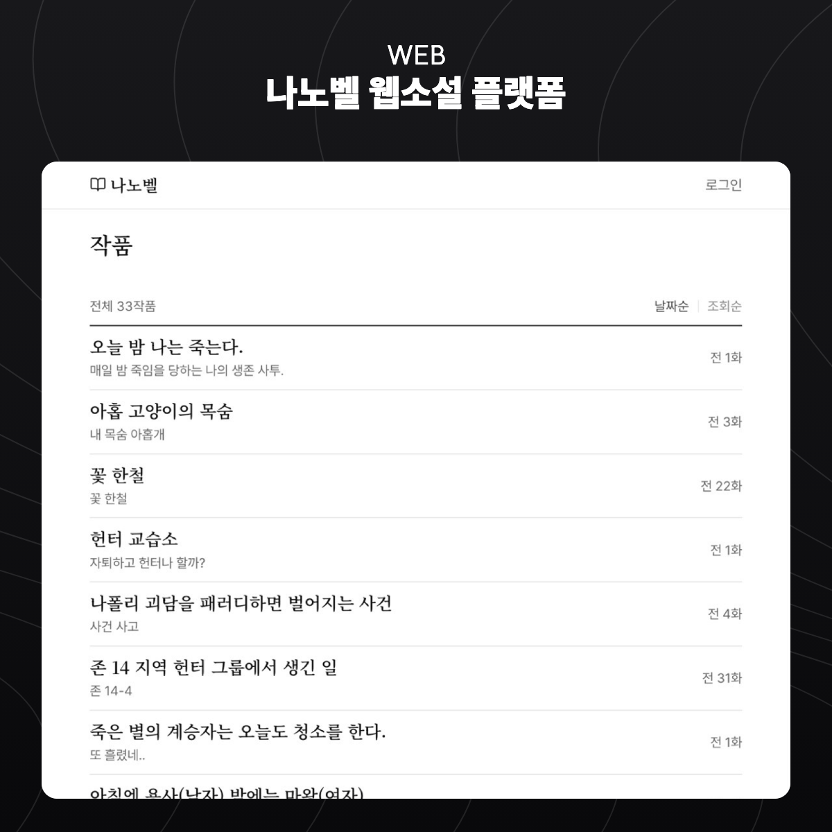 나노벨 웹소설 플랫폼